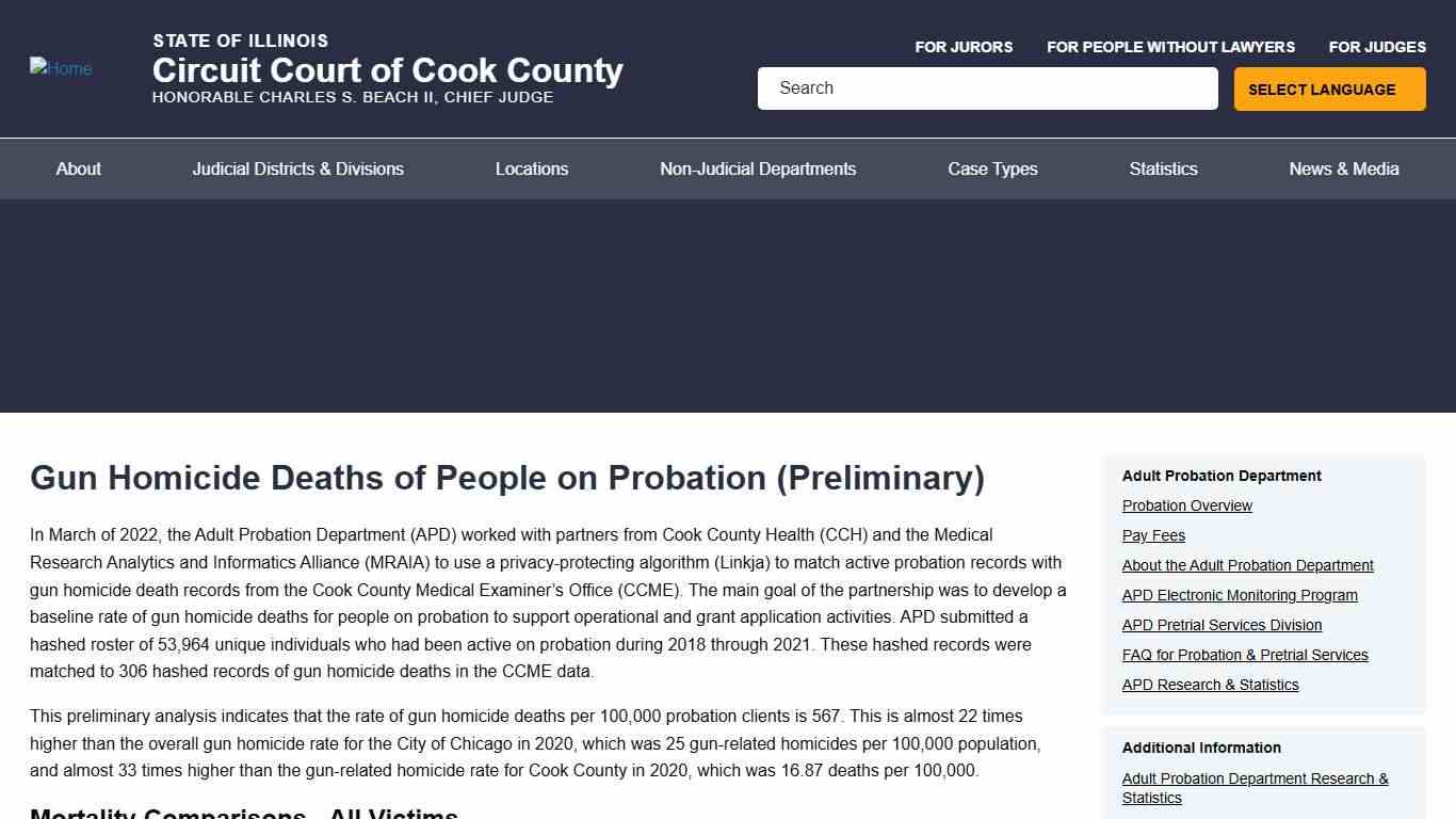 Gun Homicide Deaths of People on Probation (Preliminary) Circuit Court of Cook County