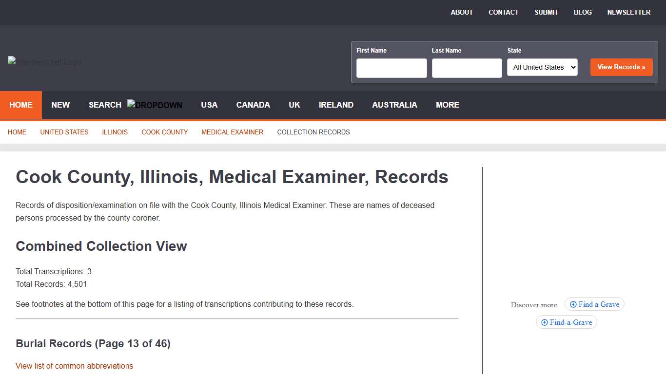 Cook County, Illinois, Medical Examiner, Records Collection Records (Page 13)